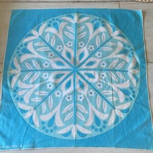 Jeanne Hunt Miller for Coty Vintage Blue and White Cotton Scarf